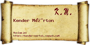 Kender Márton névjegykártya