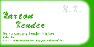 marton kender business card